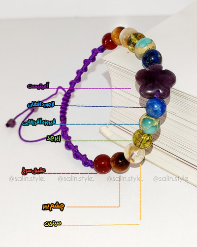 دستبند طرح گل چاکرا پلاس با سنگهای درجه یک