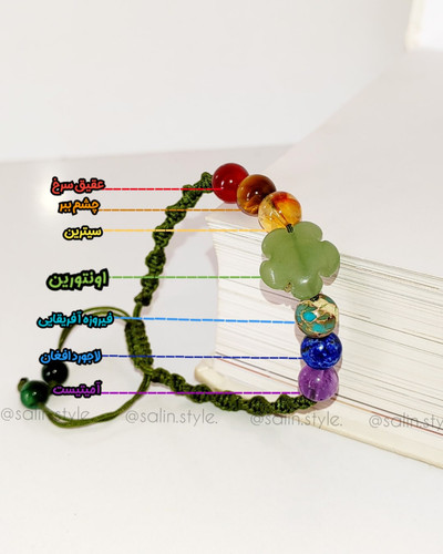 دستبند ثلین استایل هفت چاکرا طرح گل