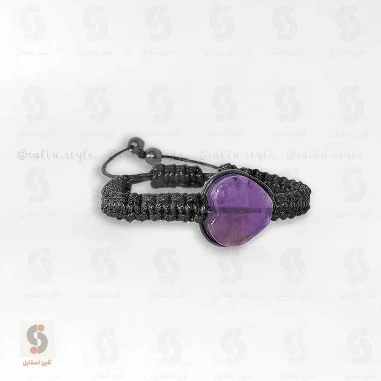 دستبند آمیتیست قلبی