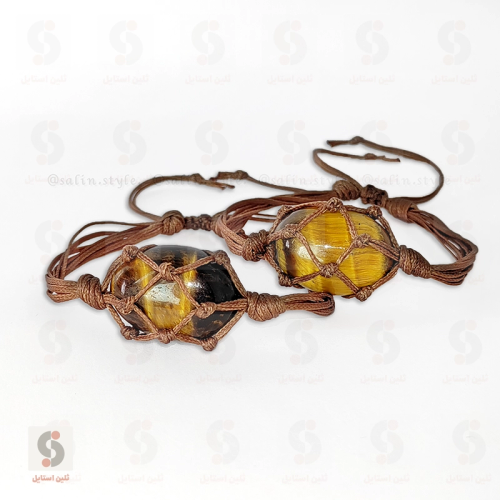 دستبند چشم ببر با بافت لونه زنبوری