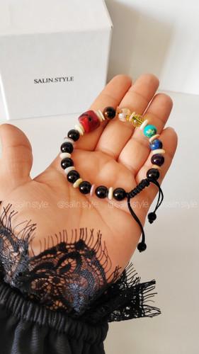 دستبند هفت چاکرا سنگ اصل معدنی