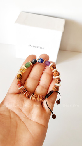 دستبند سنگی رودراکشا هفت چاکرا